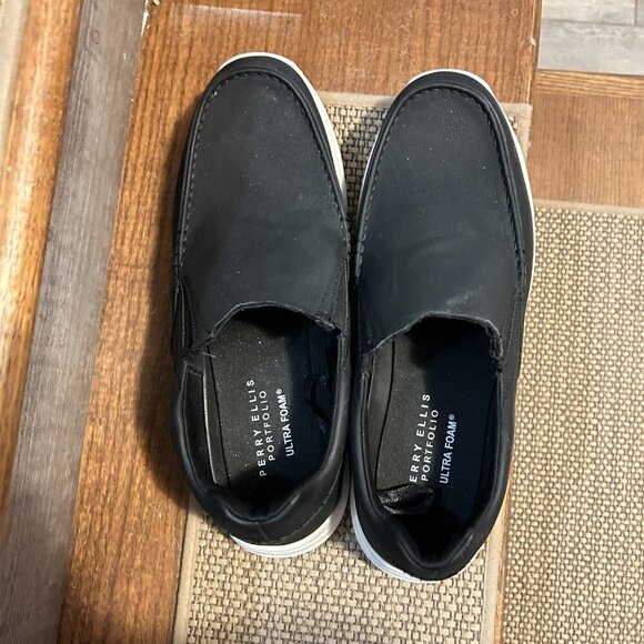 Perry Ellis Portfolio Ultra Foam Black Casual Oxford Slip-On Shoe Sz 11 Normcore - Picture 4 of 7